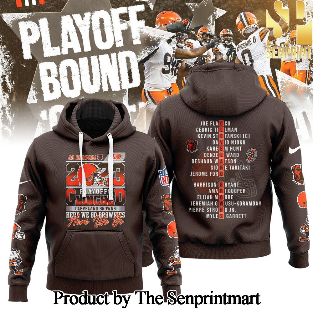 Cleveland Browns NFL Heather Charcoal NFL Playoffs Unique All Over Printed Hoodie SEN0744