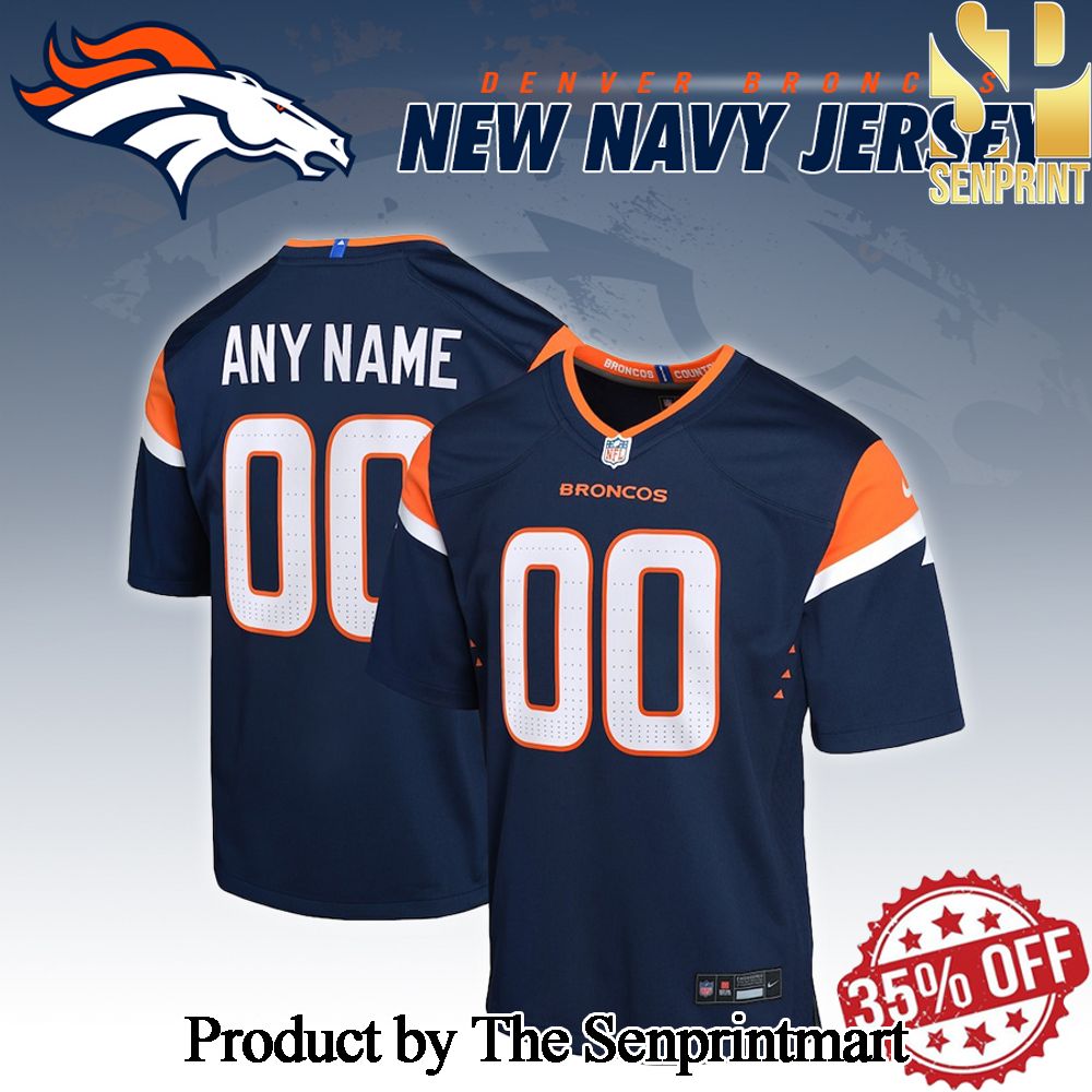 Denver Broncos 2024 New Navy Unique All Over Printed Jersey SEN0771