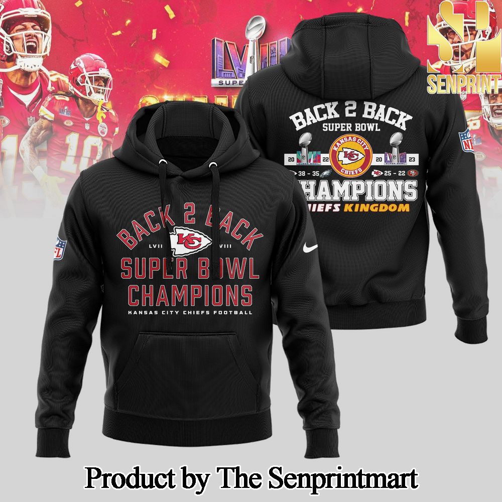 Kansas City Chiefs Super Bowl LVIII Champions Pattern Full Printed Hoodie SEN0814