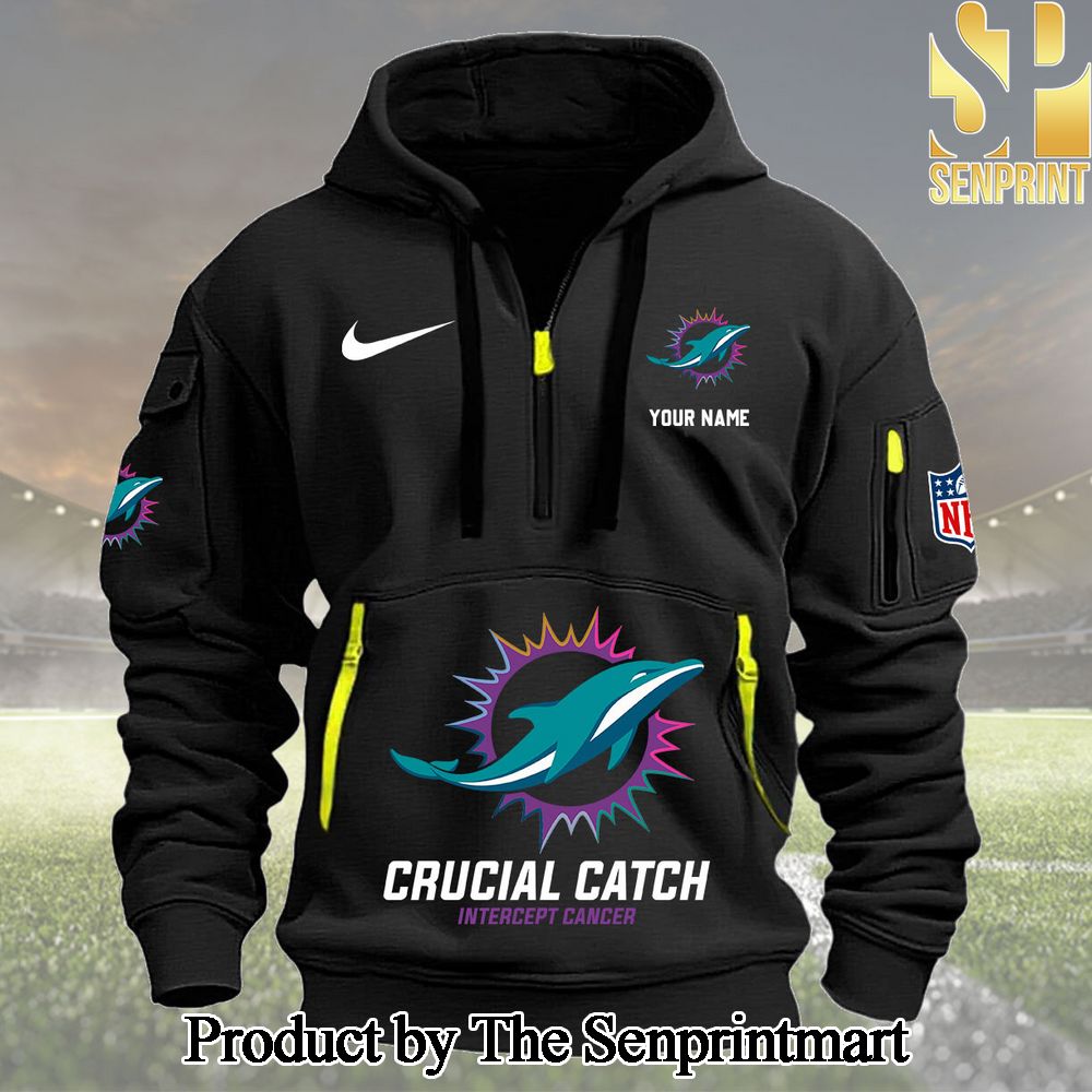 Miami Dolphins 2024 NFL Crucial Catch Heavy Hoodie Custom Name SEN0838