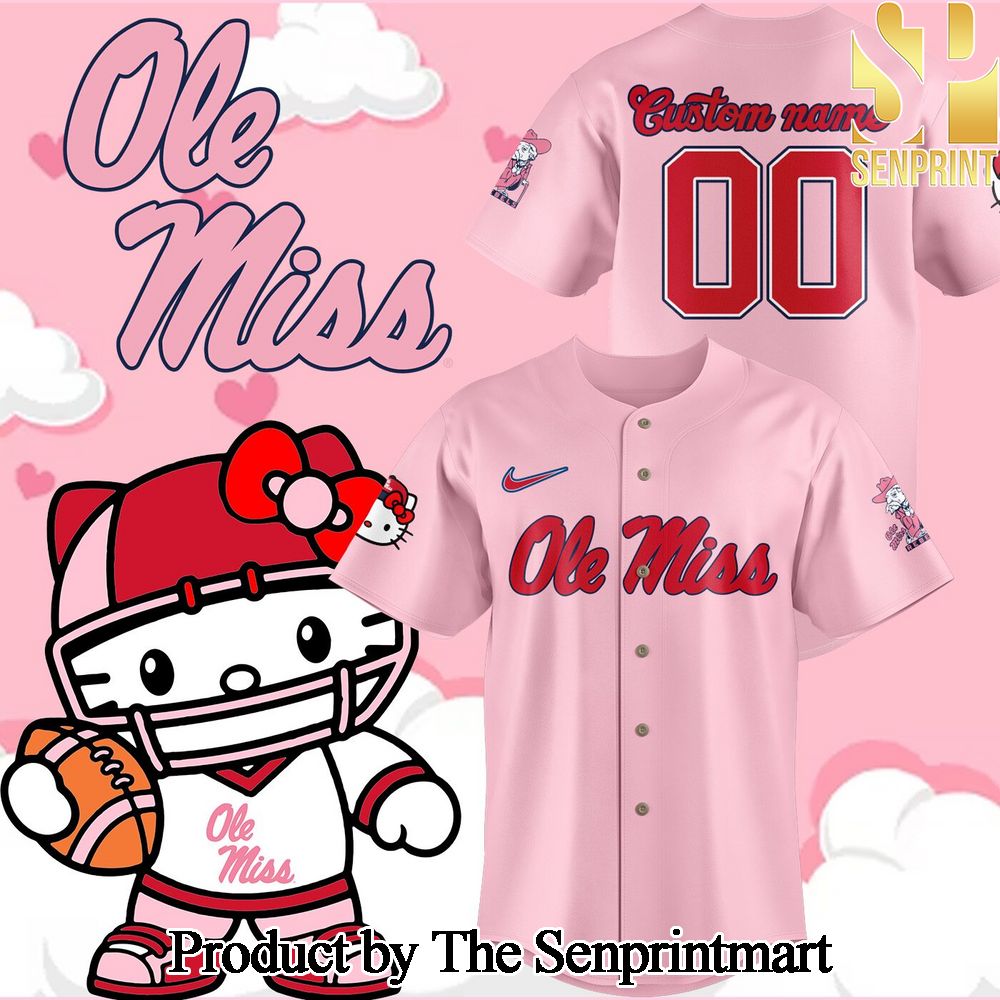 Ole Miss Rebels 2024 Hello Kitty 00 Pink Stripe Jersey SEN1320