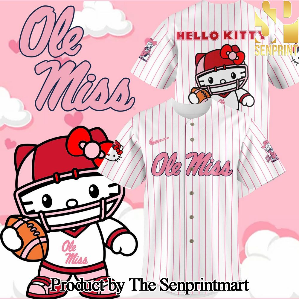 Ole Miss Rebels 2024 Hello Kitty White and Pink Stripe Jersey SEN1329