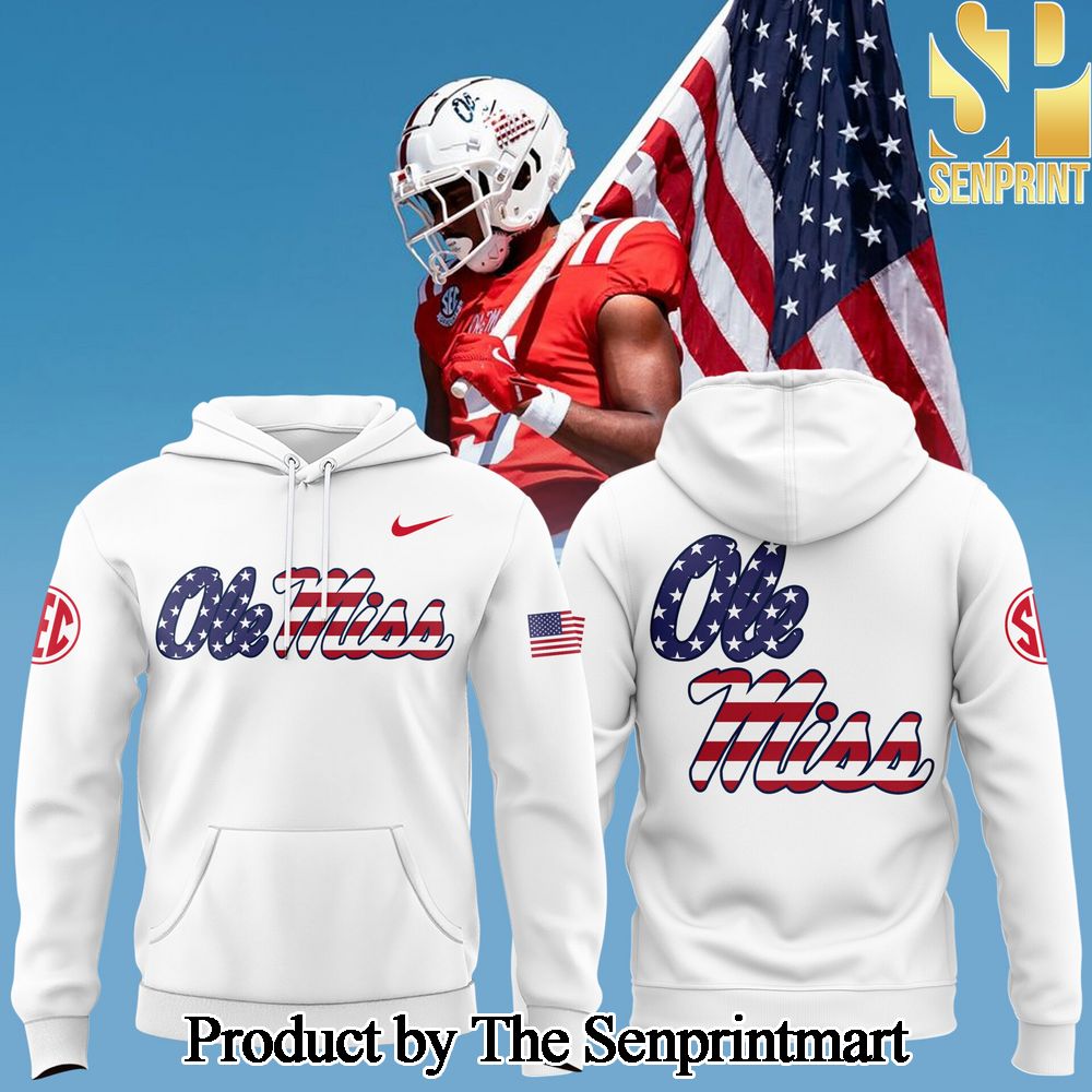 Ole Miss Rebels 2024 Military Appreciation White Gift Ideas All Over Printed Hoodie SEN1314