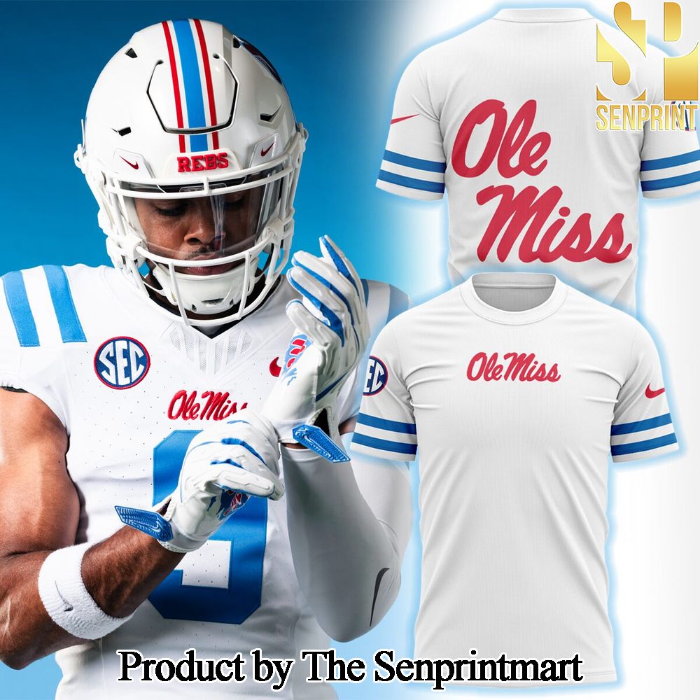 Ole Miss Rebels White and Powder Blue 2024 For Fans All Over Print Shirt SEN1335