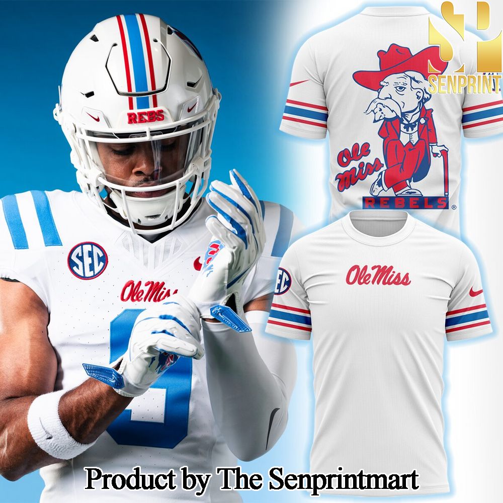 Ole Miss Rebels White and Powder Blue 2024 For Fans All Over Print Shirt SEN1341