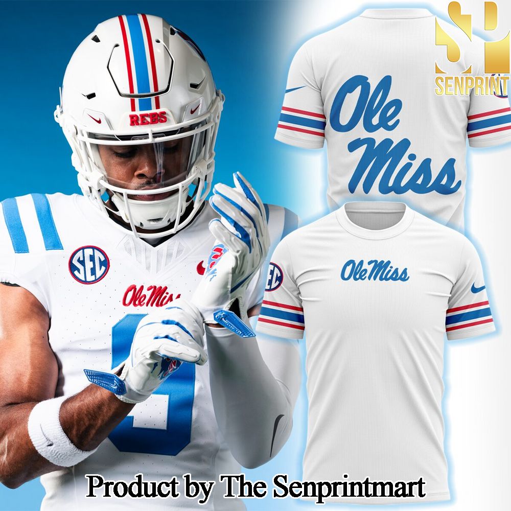 Ole Miss Rebels White and Powder Blue 2024 For Fans All Over Print Shirt SEN1342