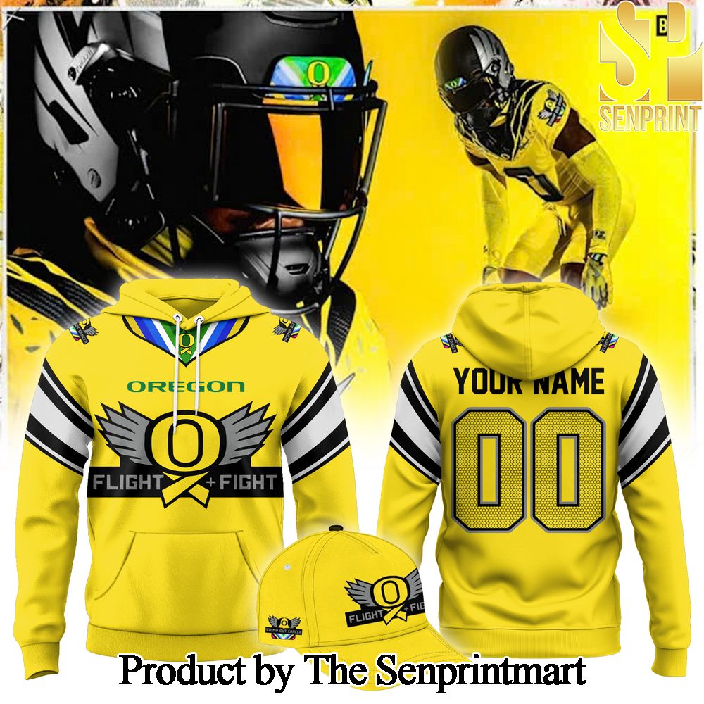 Oregon Ducks Storm Out Cancer Combo Custom Hoodie and Cap SEN0911