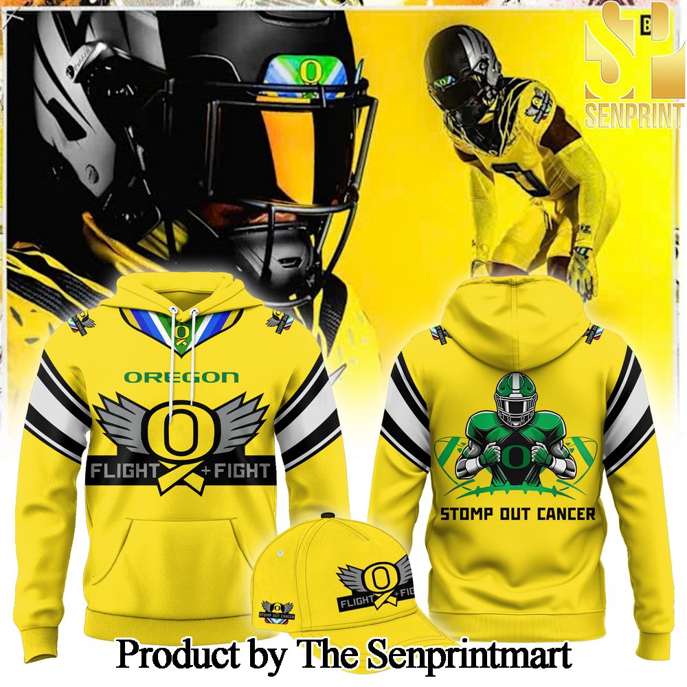 Oregon Ducks Storm Out Cancer For Sport Fans 3D Combo Hoodie and Cap SEN0913