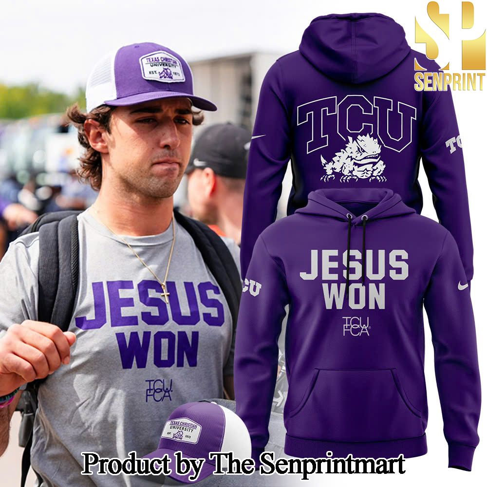 TCU Football 2024 Jesus Won For Sport Fans All Over Printed Hoodie SEN1092