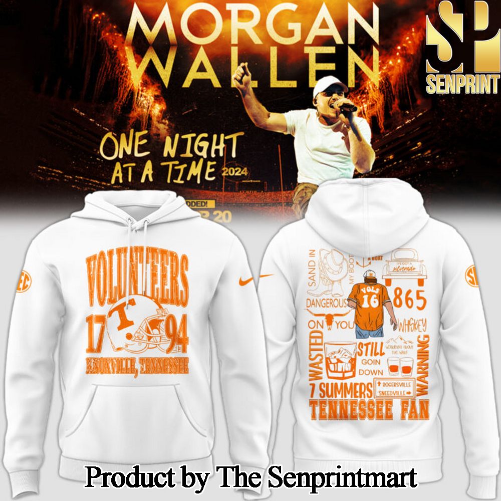 Tennessee Volunteers NCAA 2024 Limited Tennessee x Morgan Wallen White Hoodie SEN1130