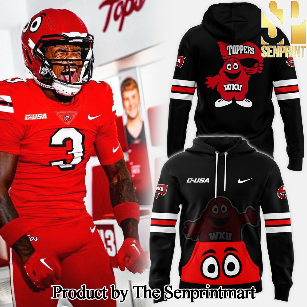 WKU Football 2024 Black For Sport Fans All Over Printed Hoodie