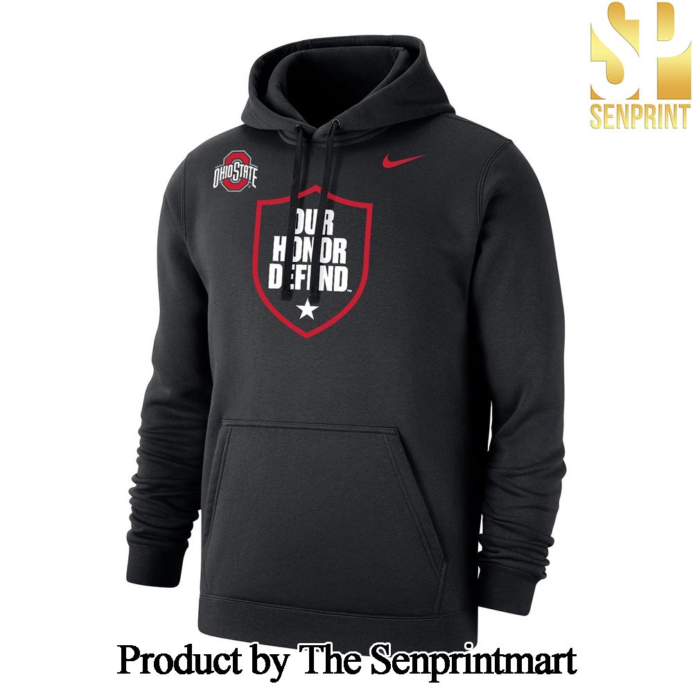 Ohio State Buckeyes Our Honor Defend Hoodie and Pants and Cap Set 2024 SEN1006