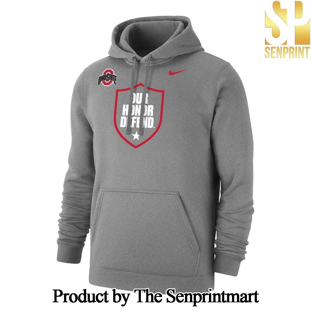 Ohio State Buckeyes Our Honor Defend Hoodie and Pants and Cap Set 2024 SEN1010