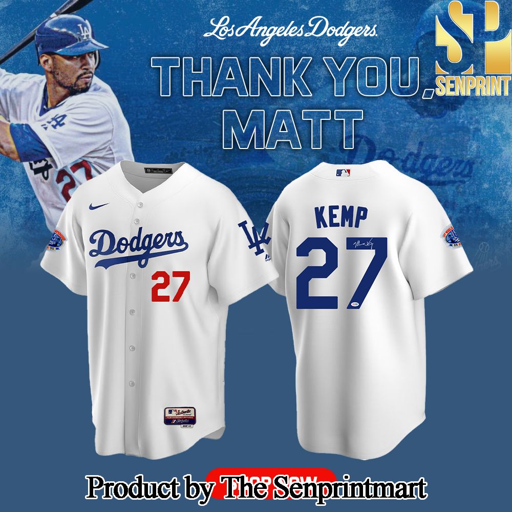 Los Angeles Dodgers Matt Kemp Signature White Home For Fans All Over Printed Jersey SEN1481