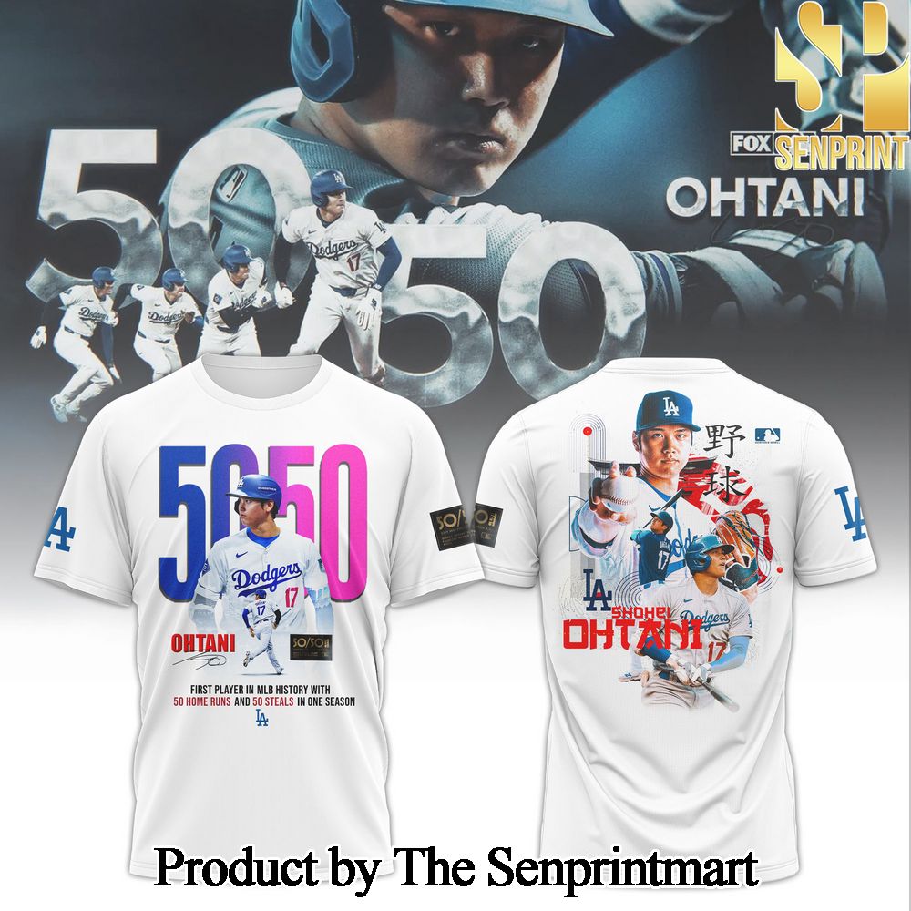 Los Angeles Dodgers Ohtani 50 and 50 Homeruns and Steals For Fans All Over Printed Tshirt SEN1483