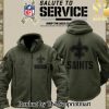 New Orleans Saints Mens Bearskin Hoodie Winter Salute to Service Veterans SEN1609