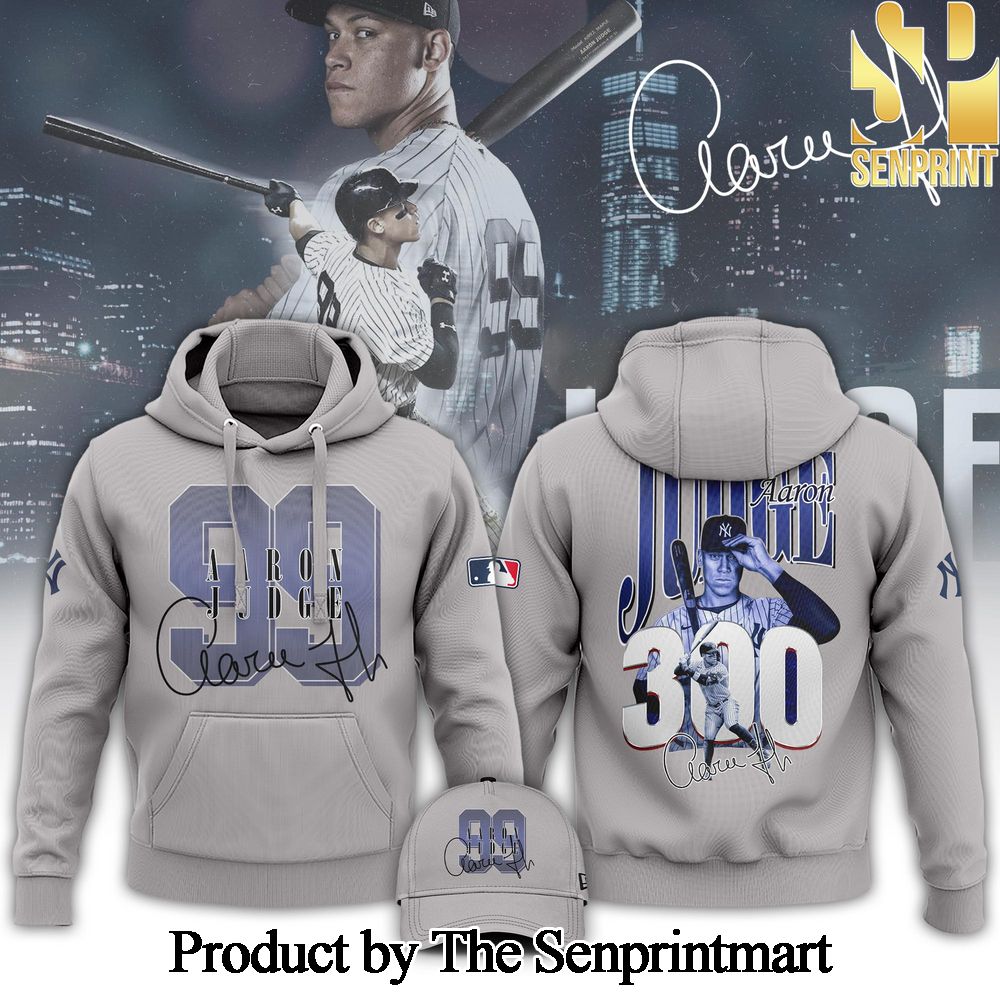 New York Yankees Aaron Judge Signature No 300 for No 99 2024 Limited Hoodie Gray SEN1575