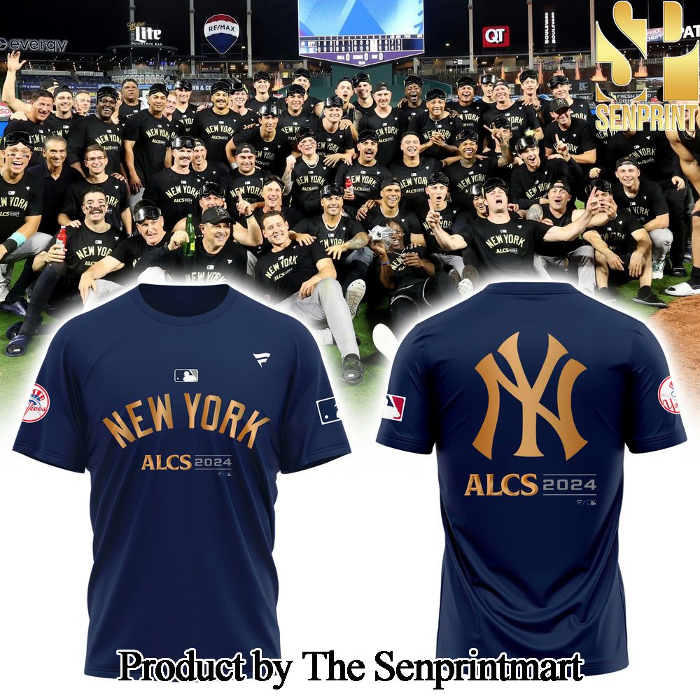 New York Yankees Navy 2024 American League Division Series Champions Locker Room Tshirt SEN1562