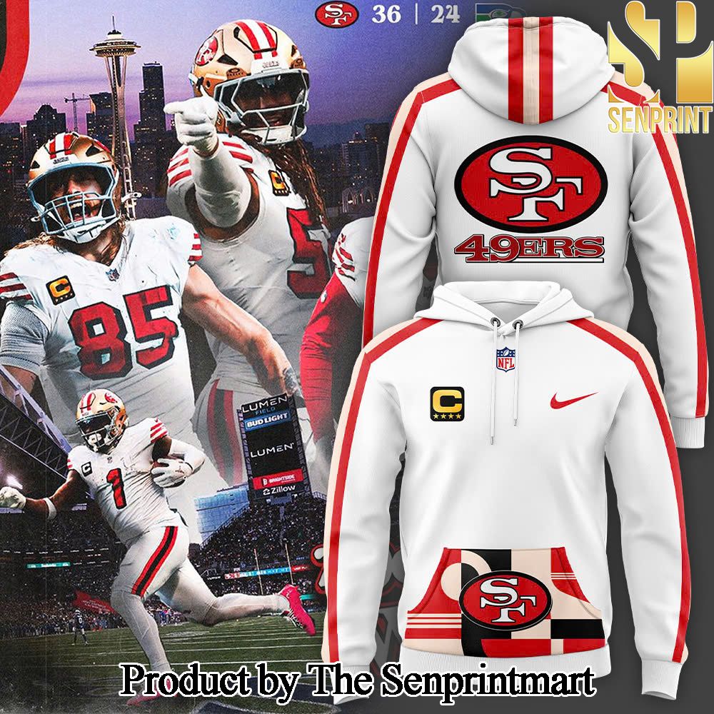 San Francisco 49ers Red For Sport Fans Full Printing Throwback Hoodie SEN1412