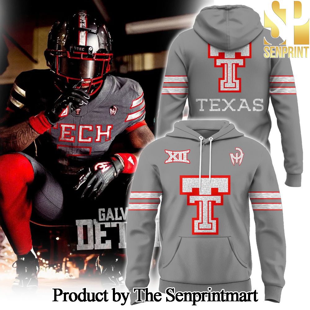 Texas Tech Football Galvanized Combo Hoodie and Jogger and Cap SEN1630