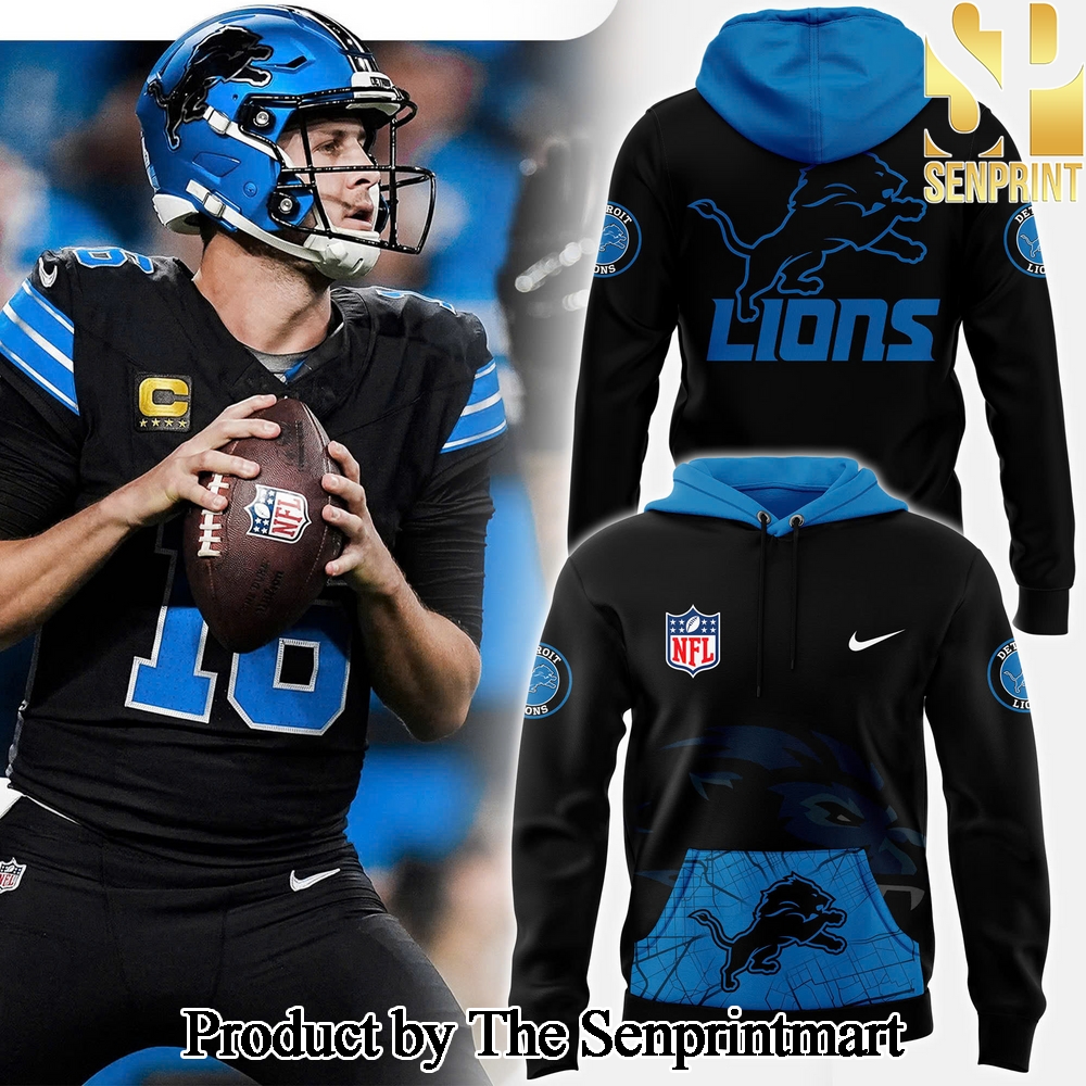 Black Detroit Lions Alternate Helmet Gift Ideas Full Print Pullover Hoodie SEN2041