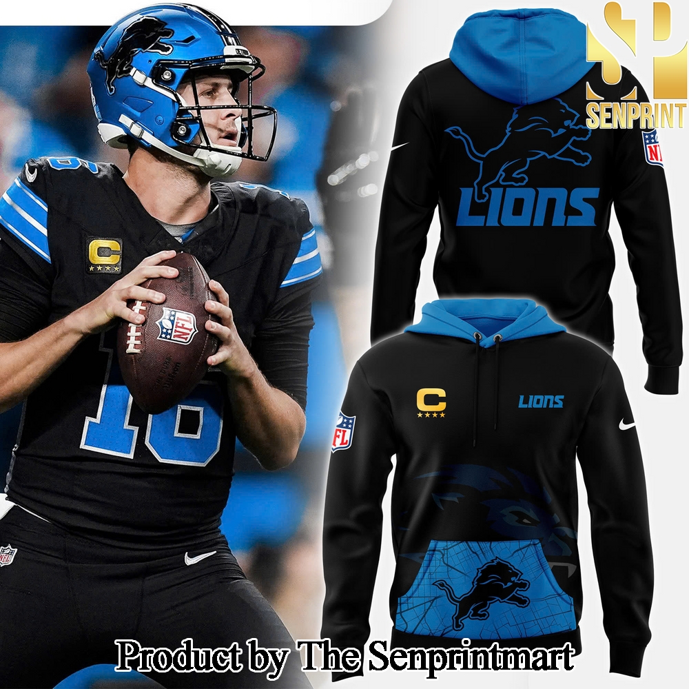 Black Detroit Lions Alternate Helmet Gift Ideas Full Print Pullover Hoodie SEN2042