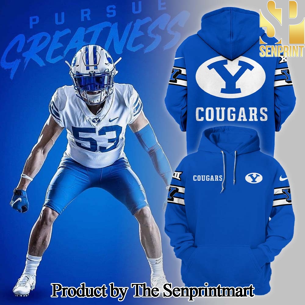 BYU Cougars NCAA Big12 Full Printed Unisex Blue Hoodie SEN2176