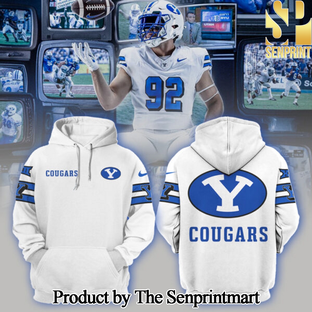 BYU Cougars NCAA Big12 Full Printed Unisex Blue Hoodie SEN2179