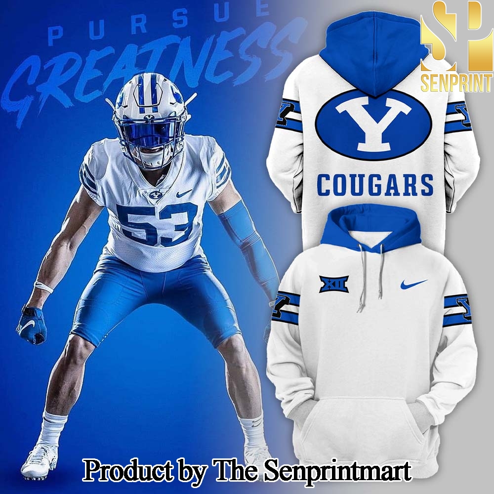 BYU Cougars NCAA Big12 Full Printed Unisex Blue Hoodie SEN2180