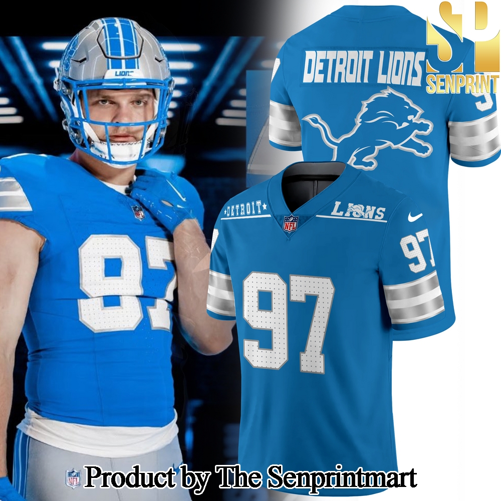 Detroit Lions For Sport Fans All Over Print Custom Number Football Jersey 2024 SEN2070