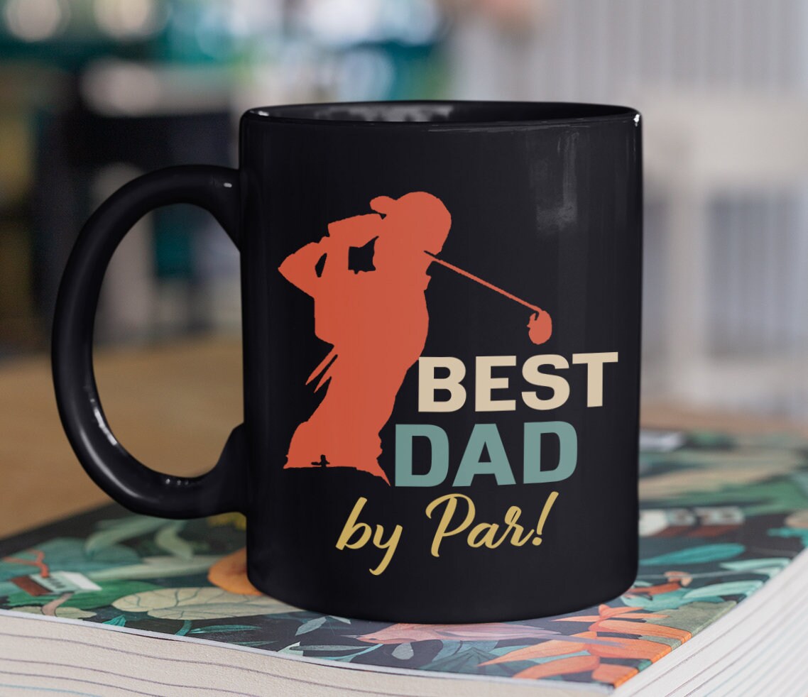 Best Dad By Par Golf Pun Mug, Funny Meaningful Father’s Day Gift for Golfer Golfing Dad Father, Personalized Ceramic Coffee Tea Cup