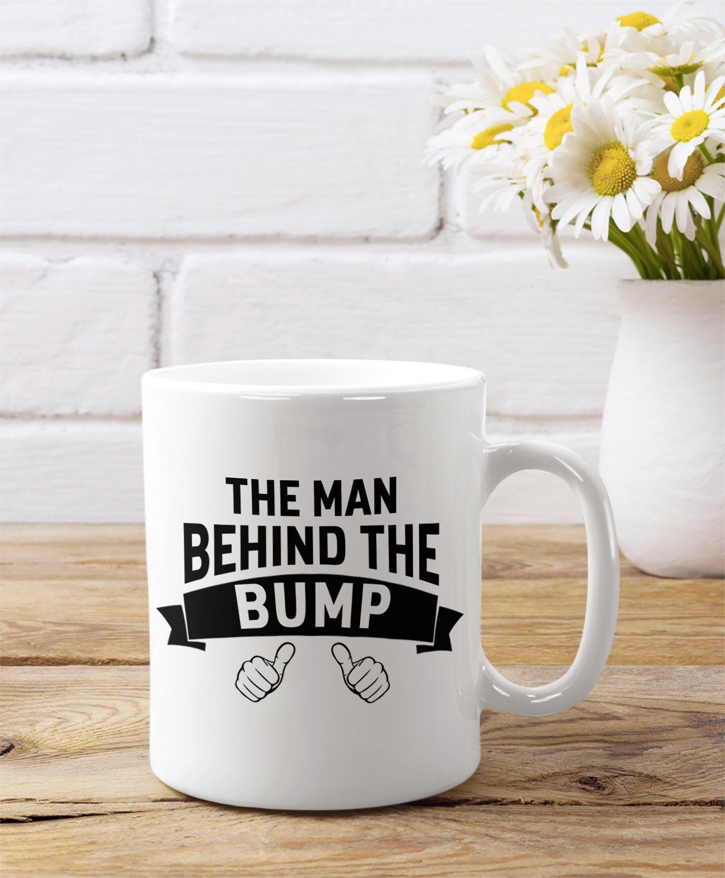 Man Behind The Bump Mug, Funny Meaningful Pregnancy Announcement First Father’s Day Gift For New Dad Father, Personalized Coffee Tea Cup