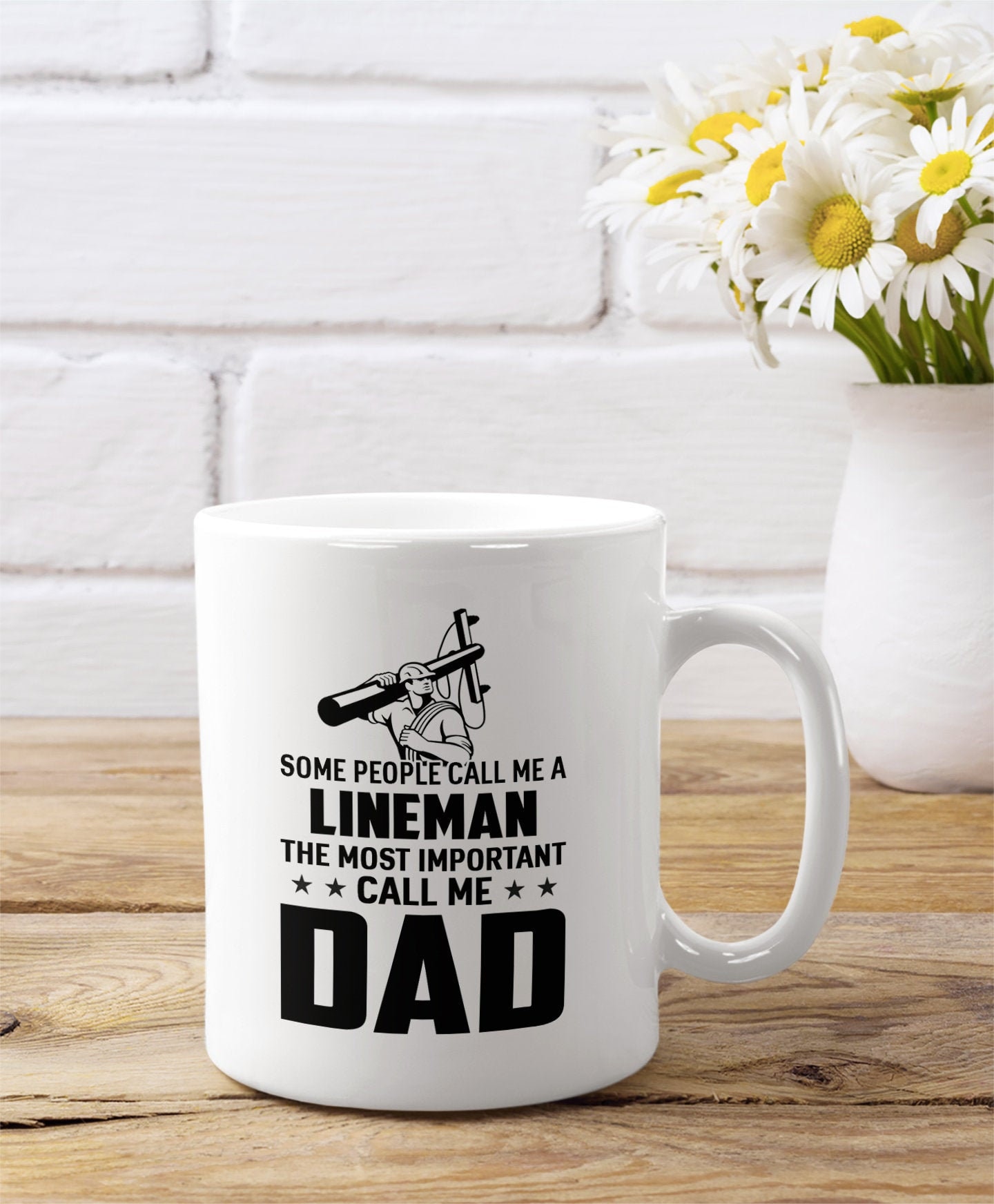 Some Call Me Lineman Most Important Call Me Dad Mug, Father’s Day Gift For Electrician Dad Father From Son Daughter Wife, Personalized Cup