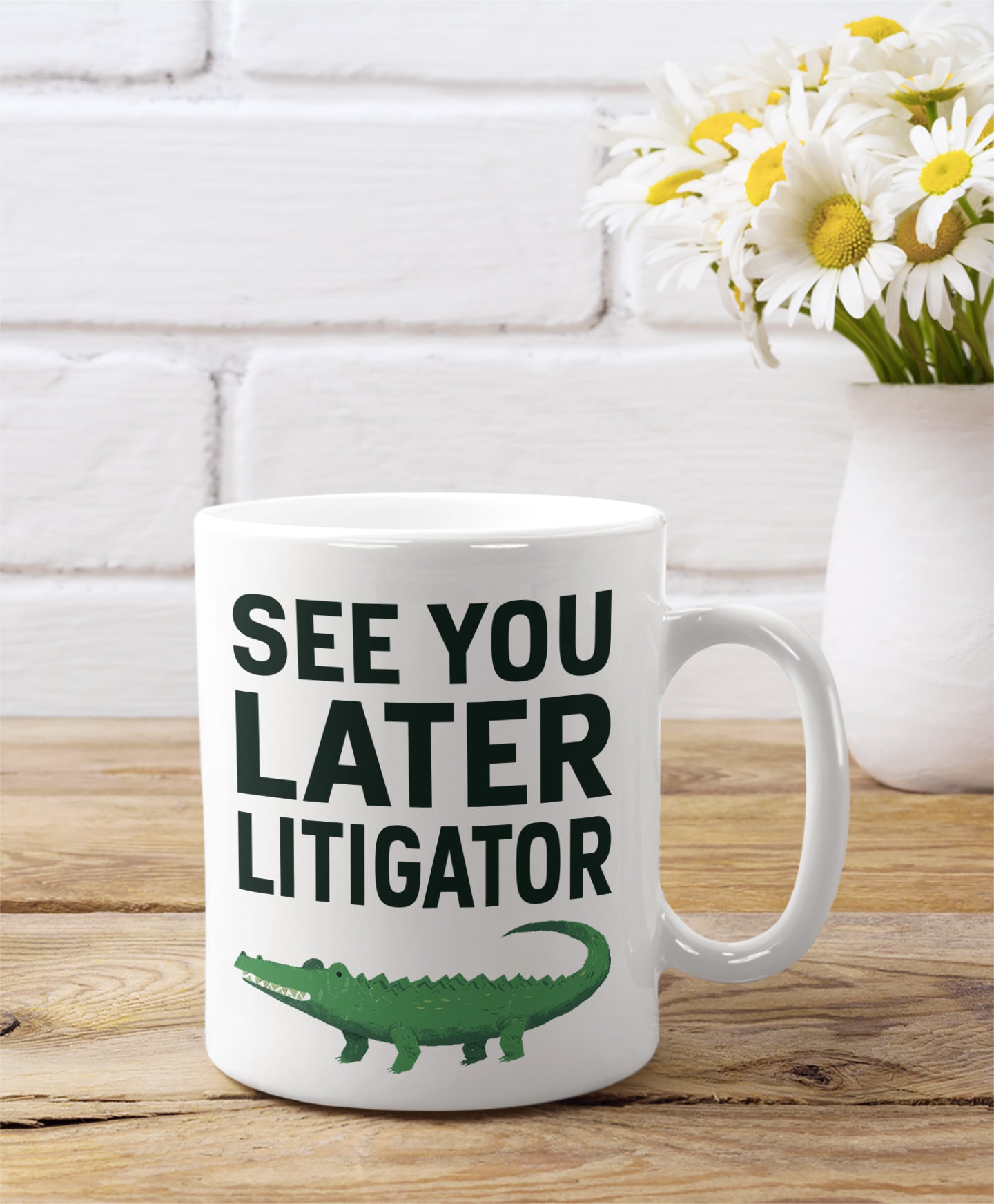 See You Later Litigator Legal Pun Alligator Mug, Funny Gift For Litigation Attorneys Lawyers Law Firm Students, Personalized Coffee Tea Cup