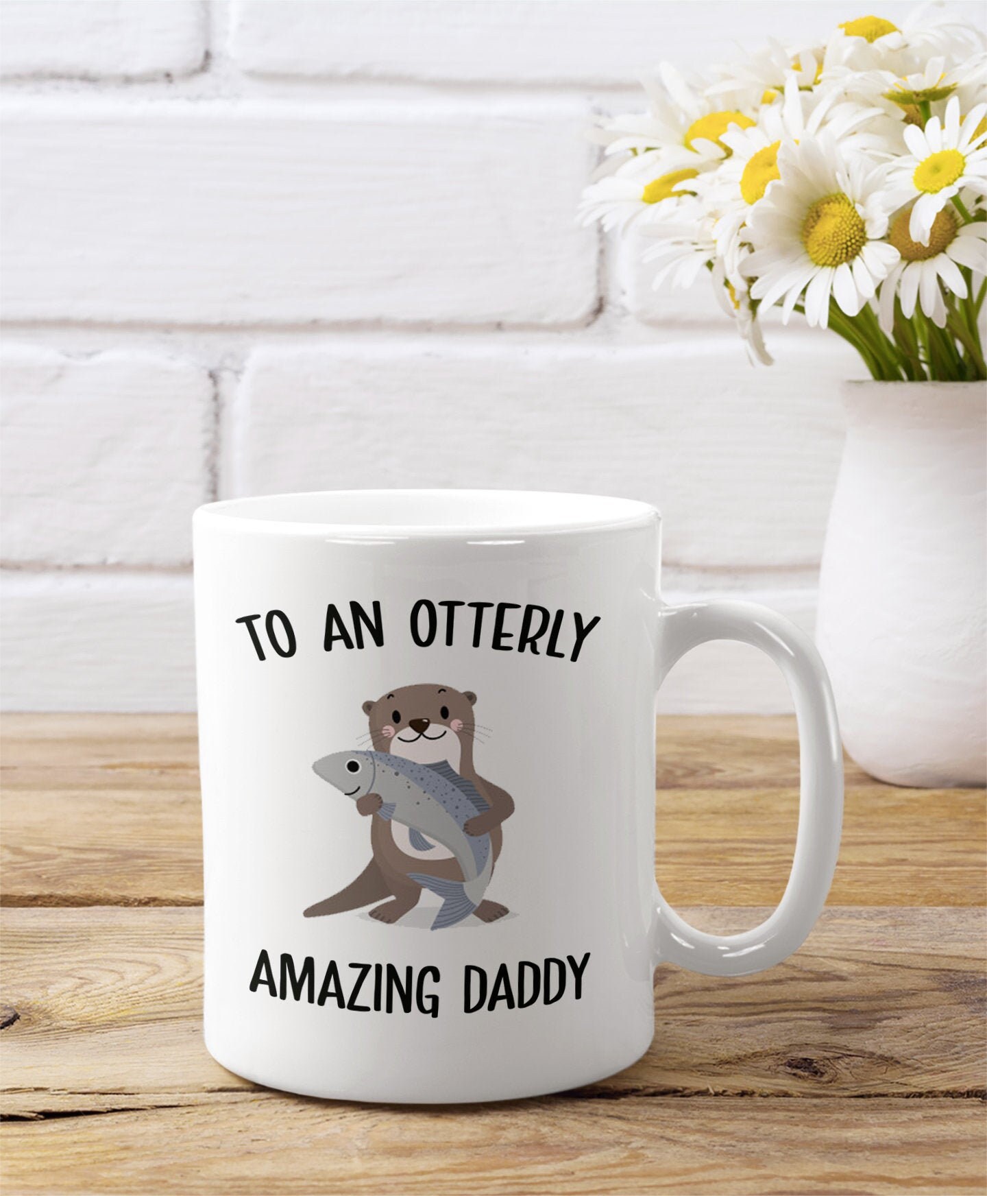 To An Otterly Amazing Daddy Mug, Funny Pun Joke Humor Meaningful Father’s Day Gift for Dad, Personalized Ceramic Coffee Tea Cup