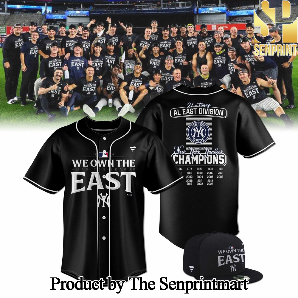 New York Yankees 2024 AL East Division Champions For Fans Full Printing Jersey Black SEN1820