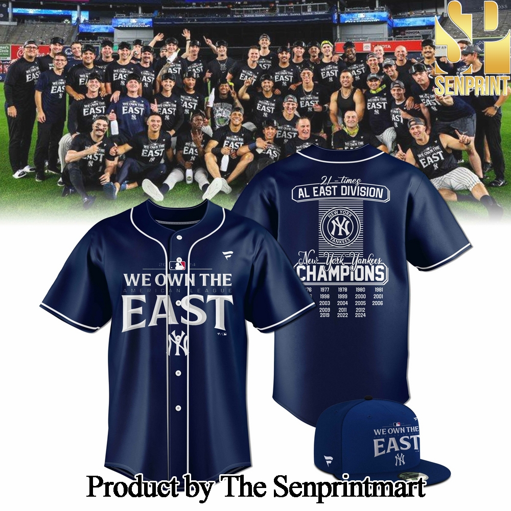 New York Yankees 2024 AL East Division Champions For Fans Full Printing Jersey Navi SEN1821