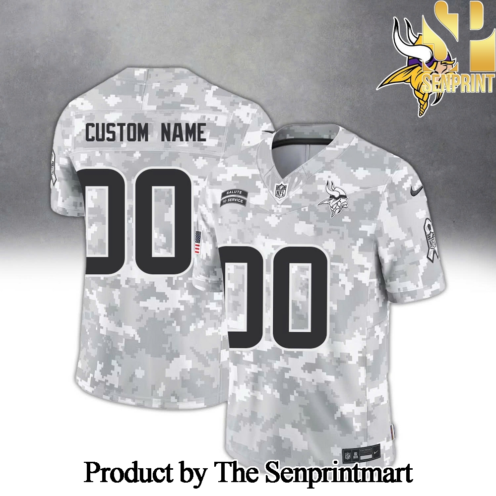 Minnesota Vikings 2024 Salute to Service For Sport Fans All Over Printed Jersey SEN2090