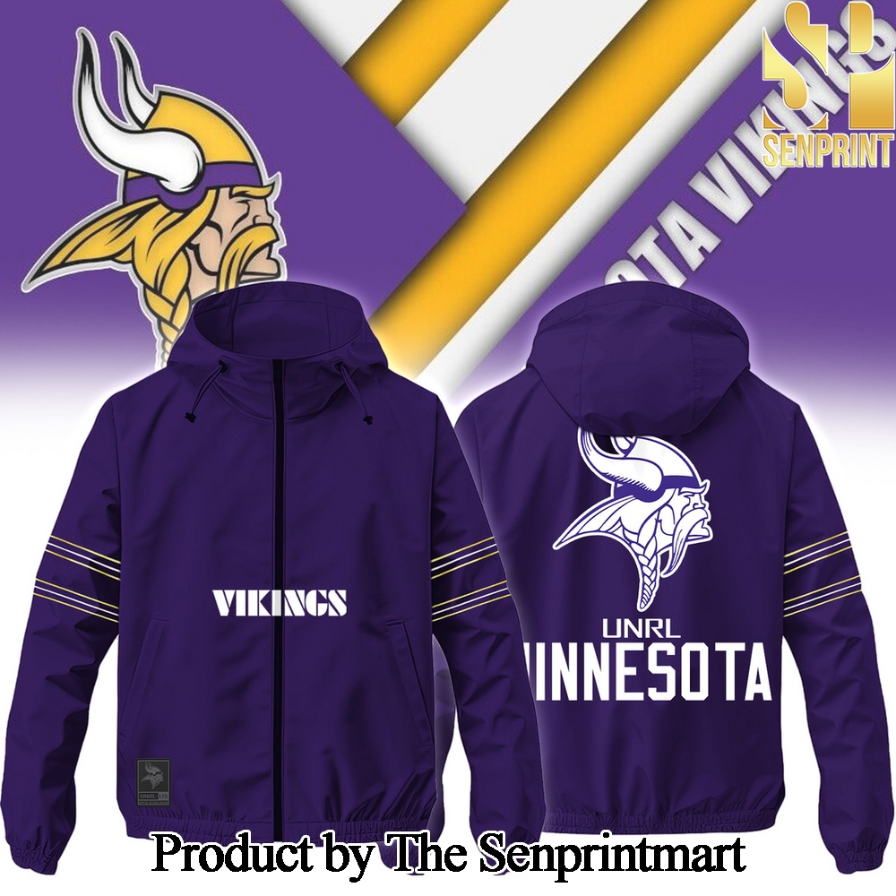 Minnesota Vikings For Sport Fans Full Printing Hooded Wind Jacket SEN2083