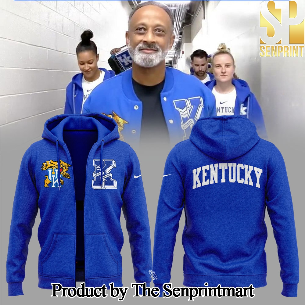 Kentucky Men’s Basketball Zipper Hoodie 3D+Pants+Snapback Cap Set 2024 SEN2161