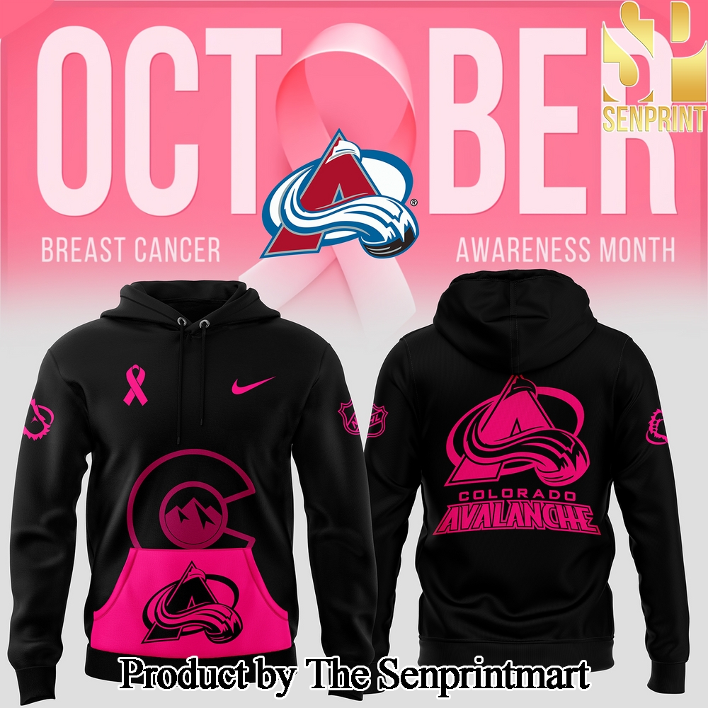 Colorado Avalanche 2024 NHL Breast Cancer Awareness Month Casual All Over Print Hoodie SEN2925