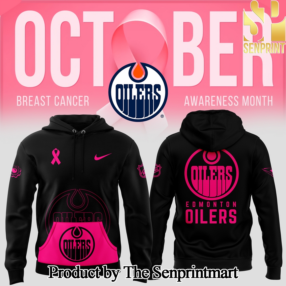 Edmonton Oilers 2024 NHL Breast Cancer Awareness Month Casual Full Printed Casual All Over Print Hoodie SEN2961