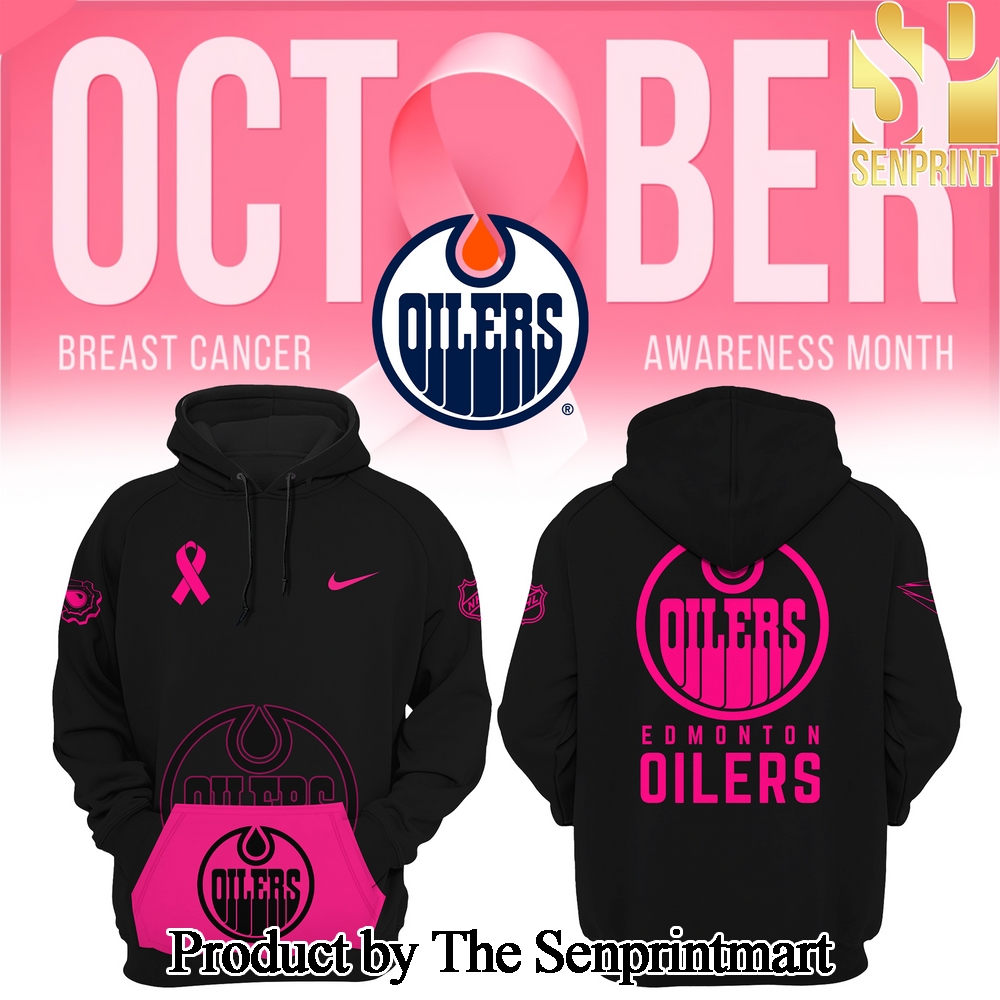 Edmonton Oilers 2024 NHL Breast Cancer Awareness Month Casual Full Printed Casual All Over Print Hoodie SEN2962