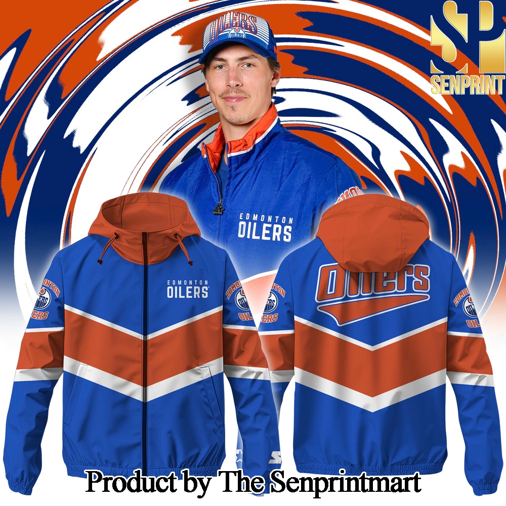 Edmonton Oilers Premium For Sport Fans 3D Hooded Wind Jacket SEN2947