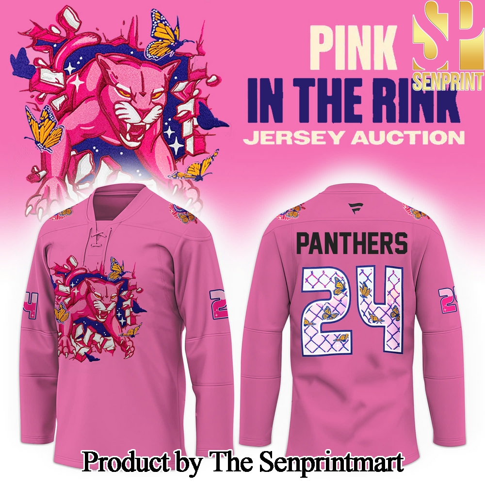 Florida Panthers Pink In The Rink All Over Printed Hockey Jersey Pink Color SEN2987