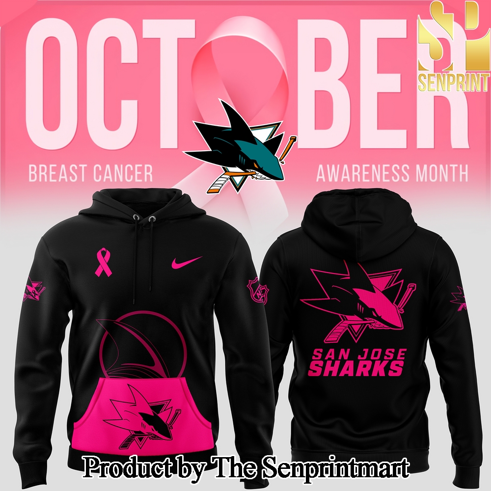 San Jose Sharks 2024 NHL Breast Cancer Awareness Month Casual All Over Print Hoodie SEN3040