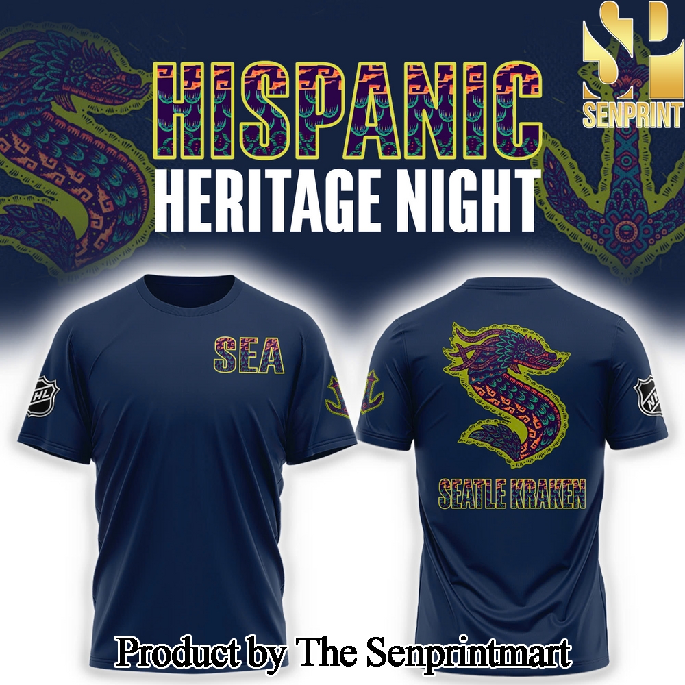 Seattle Kraken Inaugural Hispanic Heritage Night Combo Tshirt Jogger Cap SEN3057