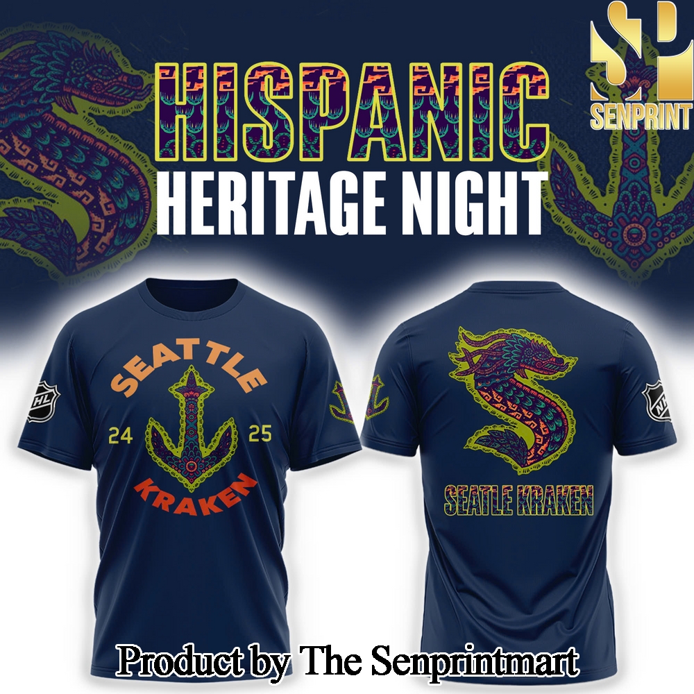 Seattle Kraken Inaugural Hispanic Heritage Night Combo Tshirt Jogger Cap SEN3066