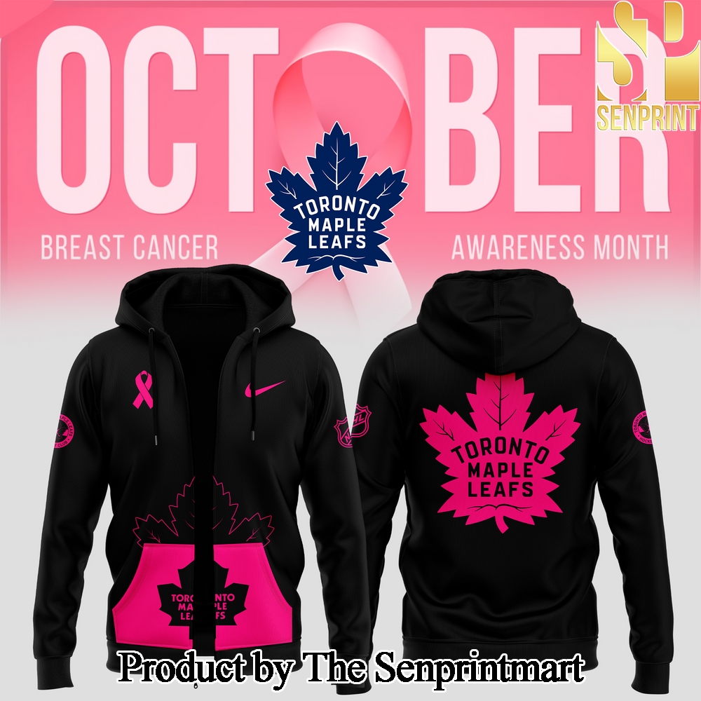 Toronto Maple Leafs 2024 NHL Breast Cancer Awareness Month Zip Hoodie SEN3091