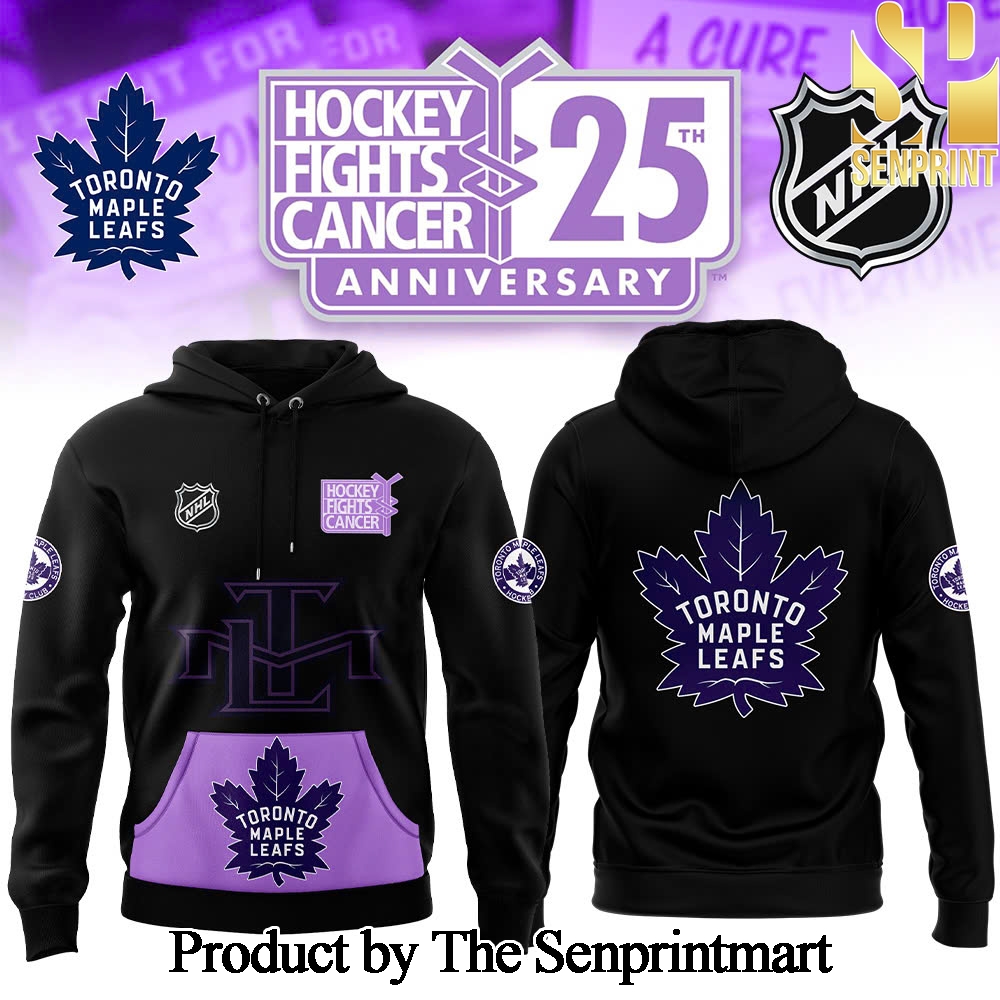 Toronto Maple Leafs x Hockey Fight Cancer 2024 For Sport Fans Full Printed Hoodie SEN3095